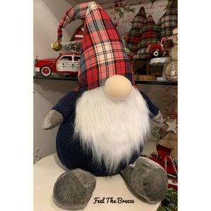 Jingle Bell Red Blue Plaid Gnome